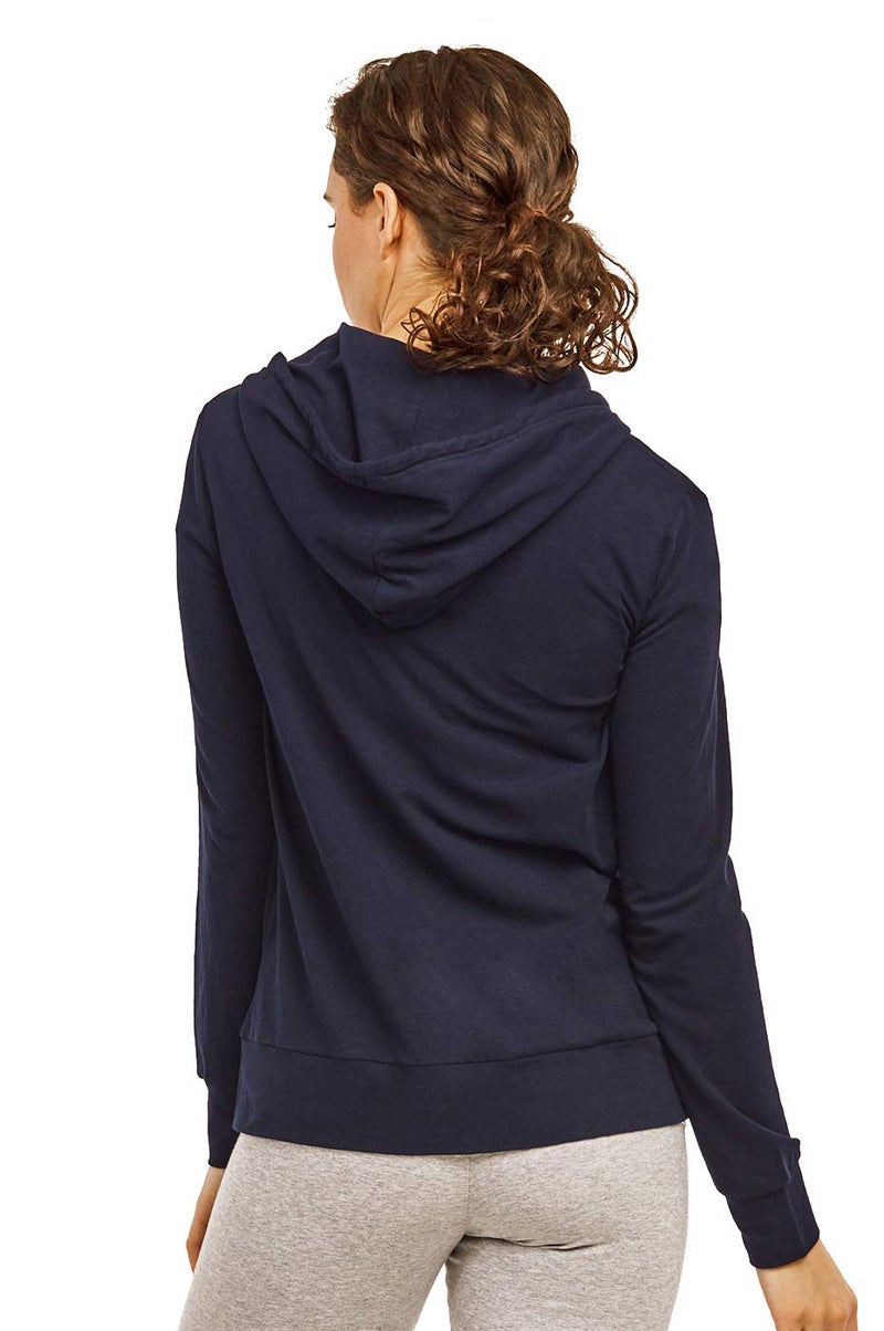 Cottonbell Women's Zip Up Cotton Light Hoodie Jacket (S, Navy) - Image 4